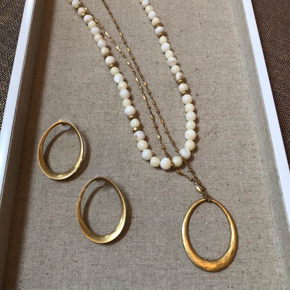 Natia layered necklace and Georgia hoops